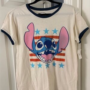 Disney Juniors Fitted Cream and Blue Stitch T-Shirt